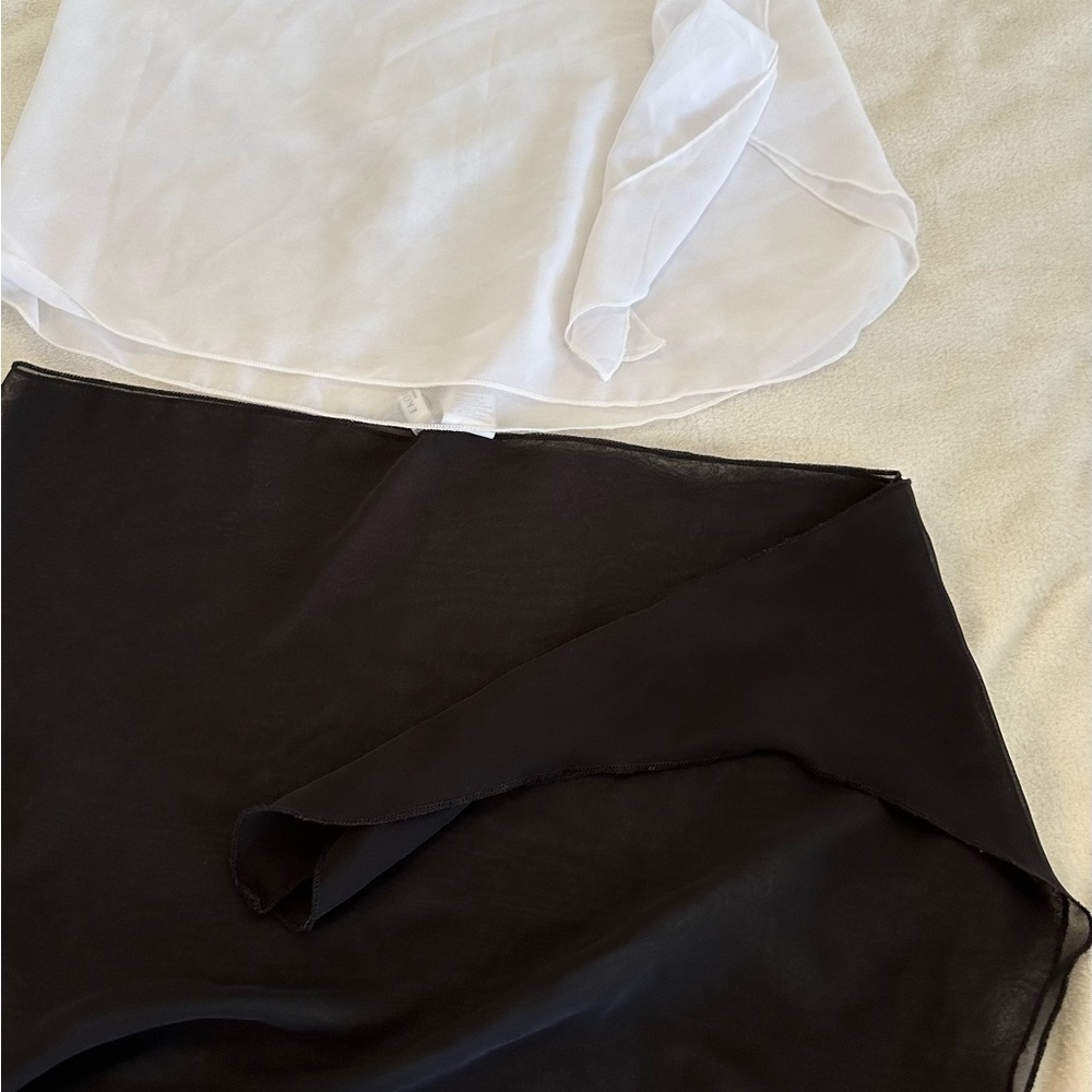 White Sheer Blouse and Black Skirt Set